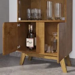 Cristaleira Porta de Vidro 70cm Pés Retrô Madri Naturalle   - Bechara