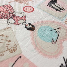 Tecido Decorativo Jacquard Estampado Retrô Rosa D61 01 Metro - D'Rossi