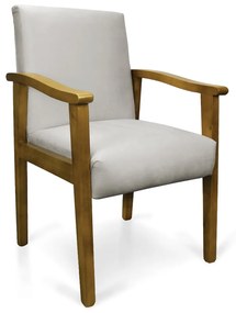 Poltrona Eloisa Veludo Base de Madeira Castanho - Cinza