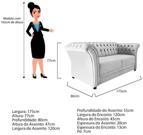 Namoradeira Chesterfield Sofia Suede Branco - ADJ Decor