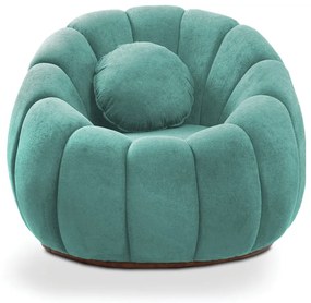 Poltrona Decorativa Orgânica Giratória Cloud Bouclê E03 - D'Rossi - Azul Turquesa
