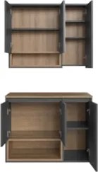 Gabinete Banheiro 80cm 3 Portas e Espelheira Taos Mel/Grafite F10 - Mp