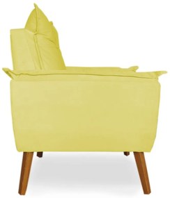 Poltrona Decorativa Apolo Pés Madeira Suede Amarelo - Sheep Estofados - Amarelo