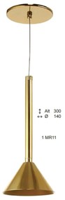 Pendente Time Ø14X30Cm Cone Haste Fixa Metal Aluminio 01Xmr11 Gu10 - O... (PRETO)