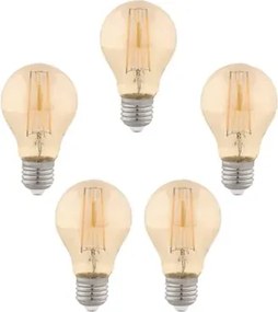 Kit 5 Lâmpadas Bulbo Filamento E27 Led 2W 200Lm