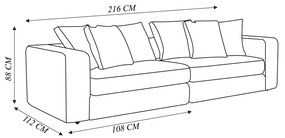 Sofá Modulado Sala de Estar Trento 216cm com Almofadas Soltas Linho Cinza G92 - Gran Belo