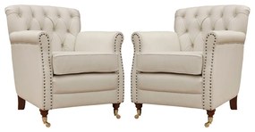 Kit 02 Poltronas Decorativas Sala de Estar Níger Pés Príncipe Off White G58 - Gran Belo