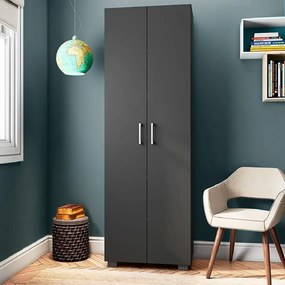 Estante de Livros para Escritório MDP Texturizado Home Office Portas Grandes Alf Preto G47 - Gran Belo