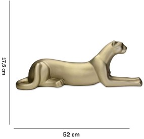 Escultura Decorativa Onça Deitada Ouro Velho Fosco 17,5x52x13 Cm - D'Rossi