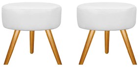 Kit 02 Puffs Sofia Palito Mel Suede Branco - ADJ Decor