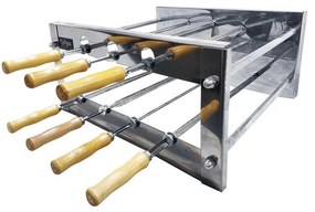 Churrasqueira Inox Rotativa Giratória Duplo 7 Espetos