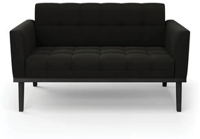 Sofá Namoradeira 2 Lugares Base de Madeira Preto Elisa Suede D03 - D'Rossi - Preto