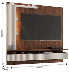 Painel de TV Home Suspenso 180cm Ametista Imbuia/Bege - Vizzato - Marrom