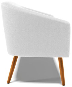 Sofá 2 Lugares Namoradeira Pé Palito Castanho Stella Bouclê Off White D03 - D'Rossi