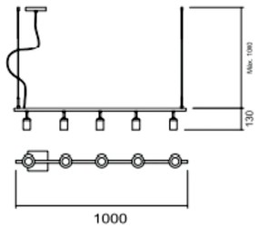 Pendente Branch S/ Globos 100Cm 5L E27 | Usina 16553/5 (BT - Branco Texturizado)