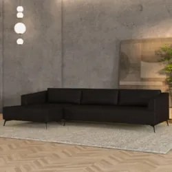 Sofá 5 Lugares 326cm Com Chaise Esquerdo Eko Couro Bordô Z55 - Mpozena