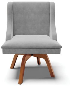 Kit 04 Cadeiras de Jantar Liz Suede Cinza Base Madeira MM35 - D'Rossi