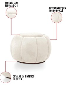 Puff Redondo Orgânico para Sala Cloud Bouclê E03 - D'Rossi - Bege