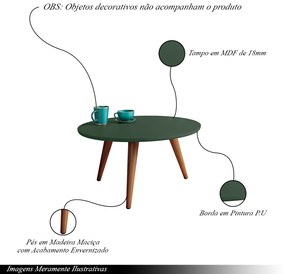 Mesa de Centro Sala de Estar Recepção 60cm Pés Palito Tailân Verde Pistache G26 - Gran Belo