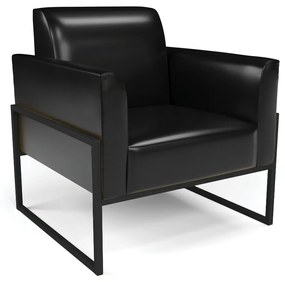 Sofá Namoradeira com 2 Poltronas Base Industrial Alta Preto Marisa Corano D03 - D'Rossi - Preto
