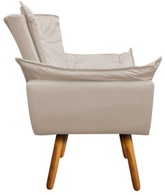 Poltrona Sala de Estar Pé Palito de Madeira Kit 2 Opala Corino D03 - D'Rossi - Bege