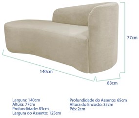 Kit Sofá Curvo França 140cm L.E e 2 Poltronas Luiza Max Conforto, Elegância e Design Moderno Linho
