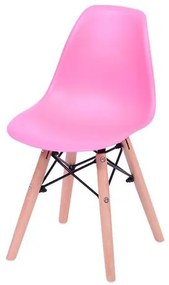 Cadeira INFANTIL Eames Polipropileno Rosa com Base Madeira - 43116 Sun House