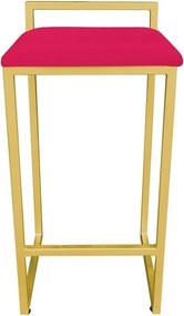 Conjunto 02 Banquetas Pietra Suede Base Dourado D03 - D'Rossi - Vermelho