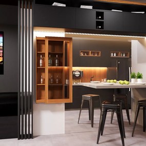 Cristaleira Bar com Nicho Sala de Estar Bacco Prateleira em Madeira Imbuia G42 - Gran Belo