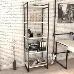 Kit 2 Estantes Livreiro Prisma Estilo Industrial 60cm 5 Prateleiras C0