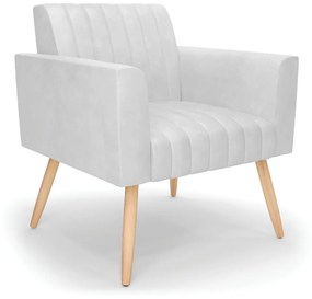 Poltrona Viena Gomada Corano Pés Palito Natural D03 - D'Rossi  - Branco