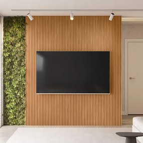 Painel TV 75 Pol 219cm Modular Ripado para Sala Marisa Nature Fosco L04 - D'Rossi