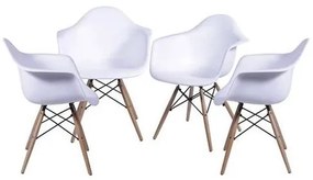 Kit 4 Cadeiras Eames com Braco Base em Madeira Branca - 64678 Sun House