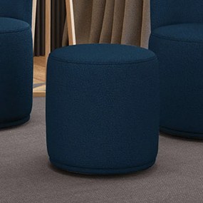 Puff Redondo Orgânico para Sala Malu Bouclê M11 - D'Rossi - Azul