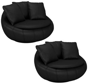 Kit 2 Poltronas Decorativas Giratória Sala de Estar Afrodite PU Preto G45 - Gran Belo
