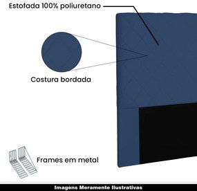 Cabeceira Decorativa 1,40M Baelon Suede Azul Marinho G63 - Gran Belo