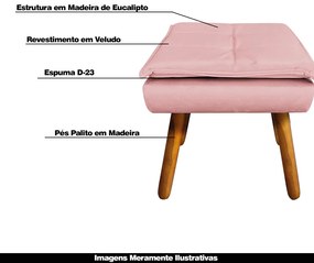 Kit 2 Puff's Decorativos Pés Palito Charger Suede Rosê G19 - Gran Belo