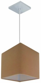 Lustre Pendente Quadrado Md-4224 Cúpula em Tecido 16/16x16cm Palha - Bivolt