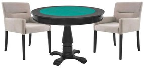 Mesa de Jogos Carteado Victoria Redonda Tampo Reversível Preto com 2 Cadeiras Vicenza Nude G36 G15 - Gran Belo