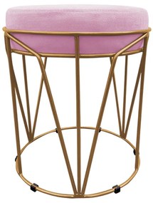 Puff Multiuso com Mesa Babu 2 em 1 Suede Rosa Bebê Base Dourado - D'Rossi