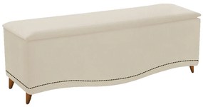 Calçadeira Estofada Yasmim 160 cm Queen Size Suede Bege - ADJ Decor
