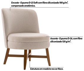 Poltrona Decorativa Amber Linho Bege G66 - Gran Belo