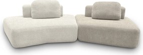 Sofá Ilha Sala de Estar Modulado Dakota Encosto Almofadas Soltas Bouclê Rústico OffWhite/Greige G33 - Gran Belo