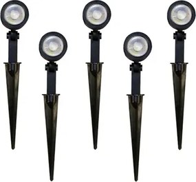 Kit 5 Espetos Led Preto 3w Ip65 3000k Luz Amarela Yamamura