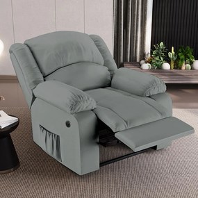 Poltrona do Papai Reclinável Sala de Cinema Madrid Power Elétrica Massagem USB PU Cinza G23