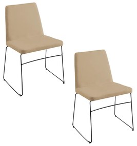 Kit 2 Cadeiras Decorativa Sala de Jantar Anne Linho Bege G17 - Gran Belo