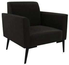 Sofá Namoradeira com 2 Poltronas Pés Villach Marisa Suede D03 - D'Rossi - Preto