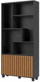 Estante Ethan Ripada Preto Fosco e Freijo 94cm - 67978 Sun House