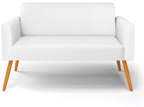 Sofá Namoradeira Pés Palito Castanho Marisa Corino D03 - DRossi - Branco