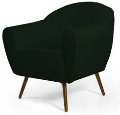 Kit 02 Poltronas Decorativas Nina Pés Palito Madeira C-117 Linho Verde